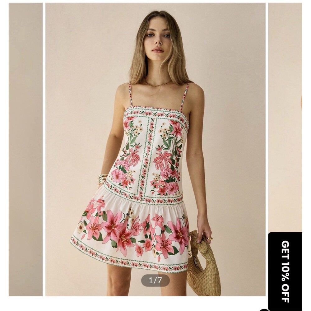 CoMMENSE Floral Print Spaghetti Strap Mini Dress COLOR - Pink Size EXTRA SMALL - Picture 11 of 11